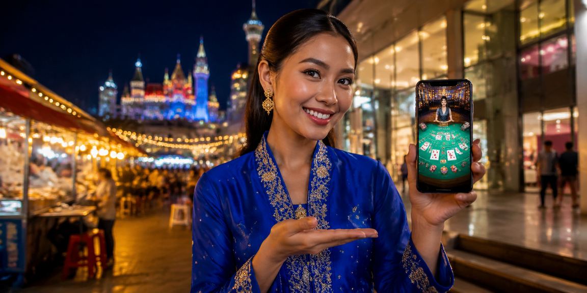 Pemain Malaysia bermain baccarat dalam talian dengan pakaian tradisional baju kurung